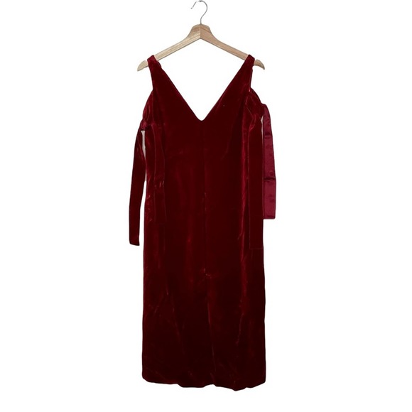Mossimo Dutti Limited Edition Red Velvet Tie Sleeve Midi Dress NWT Women’s Sz 6 - Picture 2 of 10